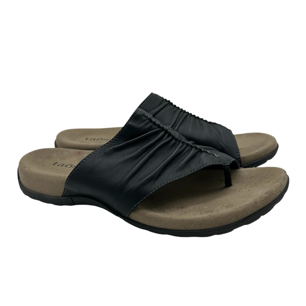 Taos Gift 2 Black Leather Sandals Arch Support Comfort Shoe  SZ 9.